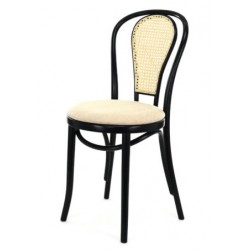 Czarne krzesło do jadalni Fameg krzesło 18 A-18/5 wyplot na oparciu
