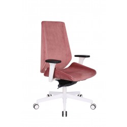 Brązowy fotel biurowy Grospol fotel biurowy MOON white, podstawa biała lub aluminiowa 
