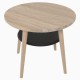 CINDER okrągły stolik z litego drewna z półką - DĄB
