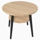 CINDER okrągły stolik z litego drewna z półką - DĄB