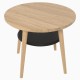 CINDER okrągły stolik z litego drewna z półką - DĄB