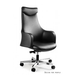 Czarny fotel Krzesło biurowe BLOSSOM skóra
