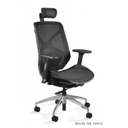 Czarny fotel Unique Meble Krzesło biurowe HERO czarne siatka
