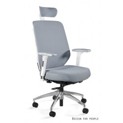 Czarny fotel Unique Meble Krzesło biurowe HERO białe tkanina
