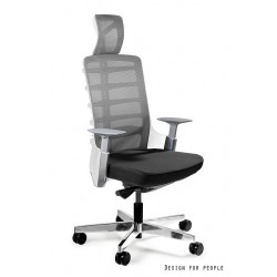 Brązowy fotel biurowy UNIQUE MEBLE fotel gabinetowy Spinelly  czarny/biały
